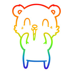 rainbow gradient line drawing happy cartoon bear