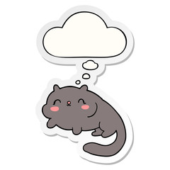 cartoon cat and thought bubble as a printed sticker