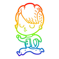 rainbow gradient line drawing cartoon woman