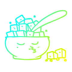 cold gradient line drawing cartoon sugar bowl