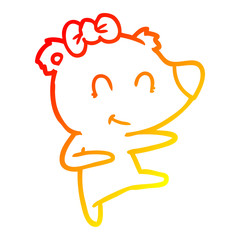 warm gradient line drawing female bear cartoon