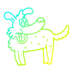 cold gradient line drawing cartoon happy dog