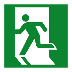 Emergency Exit Green Sign Isolate On White Background,Vector Illustration EPS.10