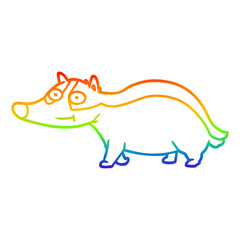 rainbow gradient line drawing cartoon friendly badger