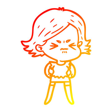 recommend clip art: warm gradient line drawing cartoon angry woman