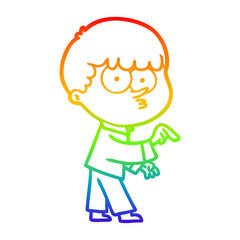 rainbow gradient line drawing cartoon curious boy