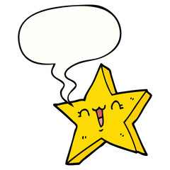 cute cartoon star and speech bubble