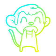 cold gradient line drawing shouting cartoon monkey