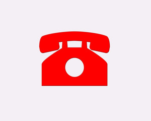 red Telephone icon flat illustration design