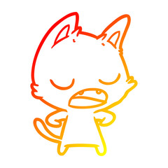 warm gradient line drawing talking cat cartoon