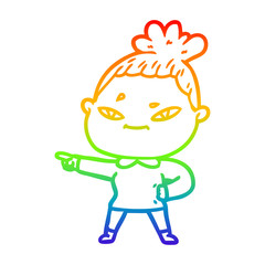 rainbow gradient line drawing cartoon woman