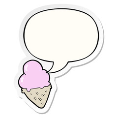 cartoon ice cream and speech bubble sticker