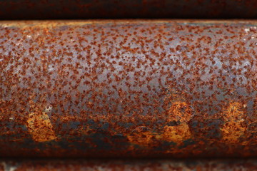 clous up of rusty metal texture on steel tube, 