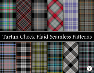 Set  Tartan Plaid Scottish Seamless Pattern