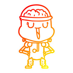 warm gradient line drawing happy cartoon robot
