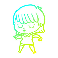 cold gradient line drawing cartoon woman