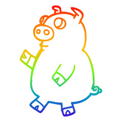 rainbow gradient line drawing cartoon funny pig