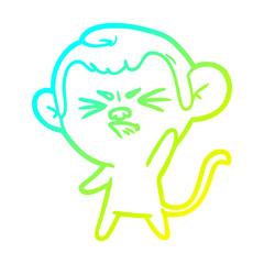 cold gradient line drawing cartoon annoyed monkey