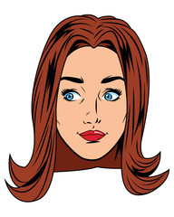 young woman face avatar cartoon