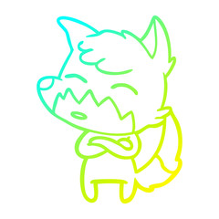 cold gradient line drawing cartoon fox