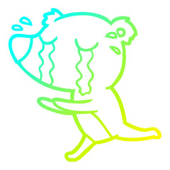 cold gradient line drawing cartoon crying polar bear