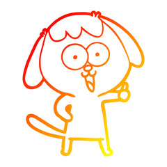 warm gradient line drawing cute cartoon dog