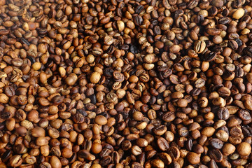 Close up of coffee beans for background                               