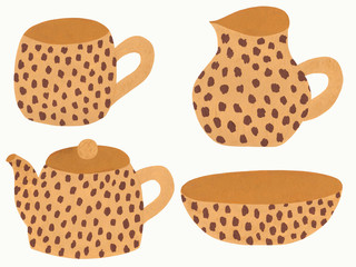 Dishes with leopard print