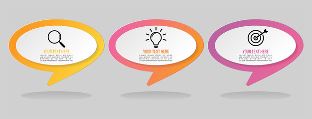 Vector Infographic Design Template with 3 Options Steps and Marketing Icons. Business Data Visualization can be used for info graph, presentations, process, diagrams, annual reports, workflow layout