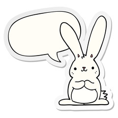 cartoon rabbit and speech bubble sticker