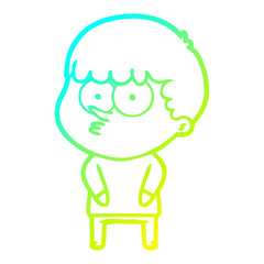 cold gradient line drawing cartoon curious boy
