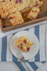 home made cherry streusel cake with vanilla pudding