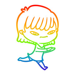 rainbow gradient line drawing cartoon woman
