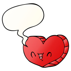 cartoon love heart and speech bubble in smooth gradient style