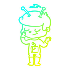 cold gradient line drawing friendly cartoon spaceman
