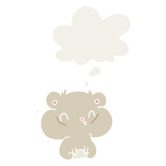 cartoon hamster and thought bubble in retro style