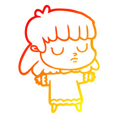 warm gradient line drawing cartoon indifferent woman