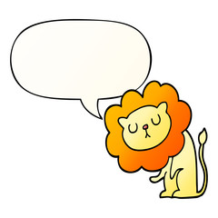 cute cartoon lion and speech bubble in smooth gradient style
