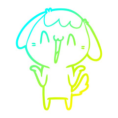 cold gradient line drawing cute cartoon dog