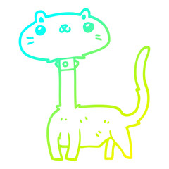 cold gradient line drawing cartoon cat