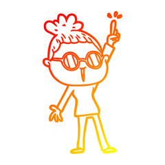 warm gradient line drawing cartoon woman wearing spectacles