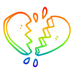 rainbow gradient line drawing cartoon broken heart
