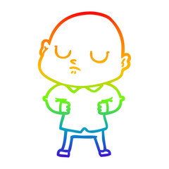 Fototapeta premium rainbow gradient line drawing cartoon bald man