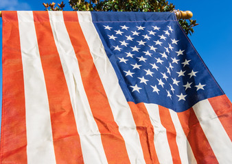 close up american flag of united states of america