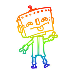 rainbow gradient line drawing cartoon robot