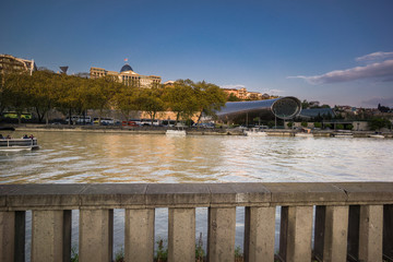 riverside of kura in tbilisi at sunset © Horner