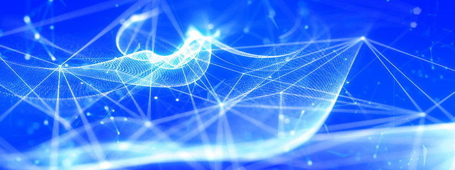 青い背景に抽象的な線