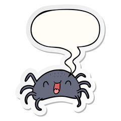 cartoon halloween spider and speech bubble sticker