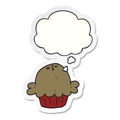 cartoon pie and thought bubble as a printed sticker