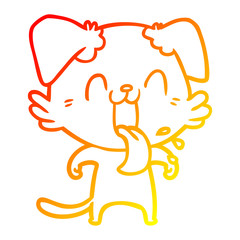 warm gradient line drawing cartoon panting dog